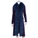 Prada Purple Knit Mongolian Lamb Embellished Belted Cardigan Size XS | IT 38