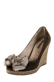 Prada Sport Brown Suede Peep Toe Espadrille Wedge Sandals Size US 8.5 | EU 38.5