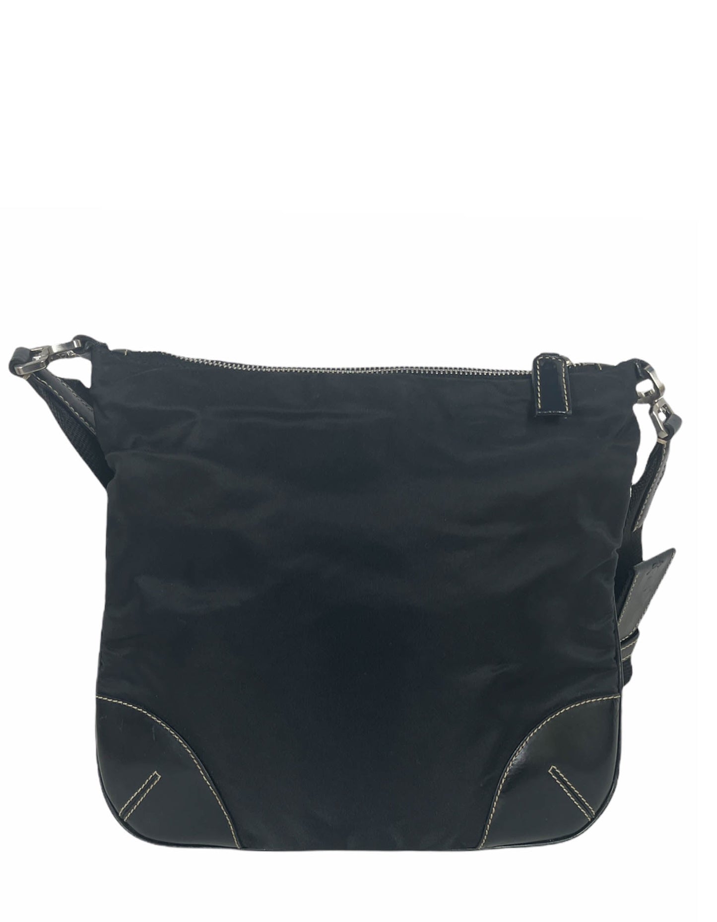 Prada Black Tessuto Nylon Crossbody Bag w/ Leather Trim