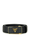 Prada Black/ Gold Saffiano Leather Belt sz 85/ 34"