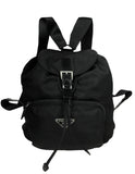 Prada Black Nylon Backpack Bag with Front Zipper Pocket