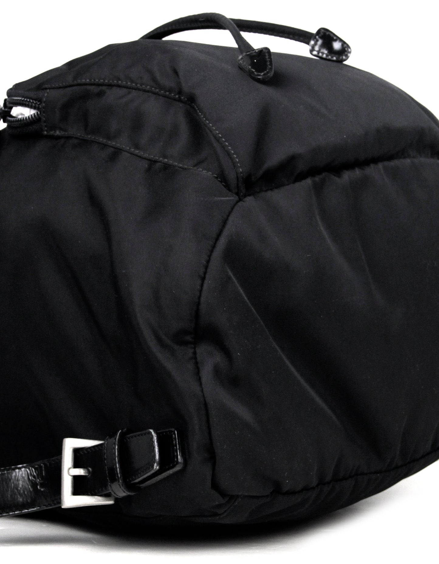 Prada Black Nylon Backpack Bag with Front Zipper Pocket