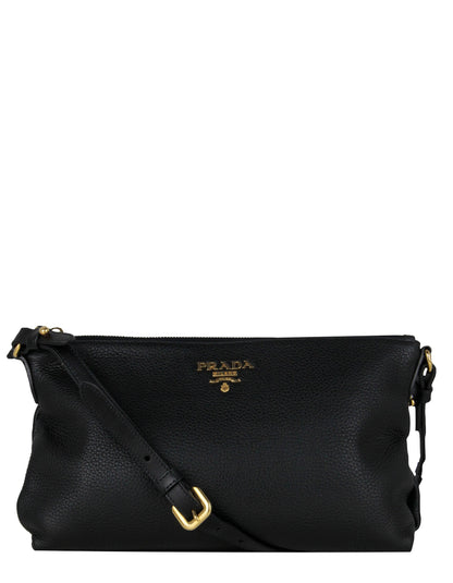 Prada Black Vitello Daino Leather Crossbody Bag
