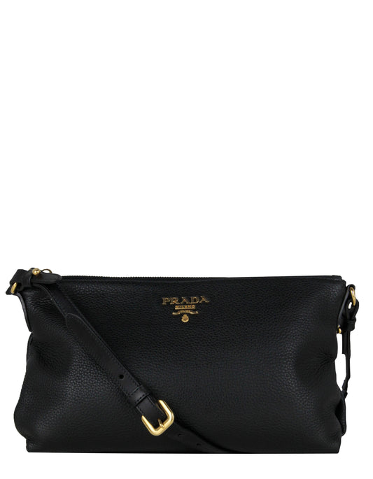 Prada Black Vitello Daino Leather Crossbody Bag