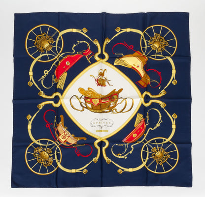 Hermes Blue Silk Springs Scarf by Ledoux