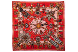 Hermes Red Kachinas Silk Scarf