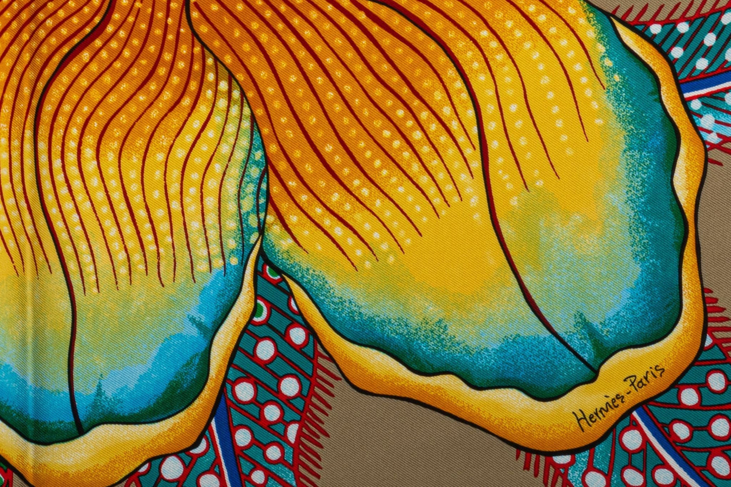 Hermes New Taupe Yellow Baobab Scarf