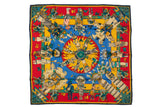 Hermes Red Yellow Silk Kachinas Scarf