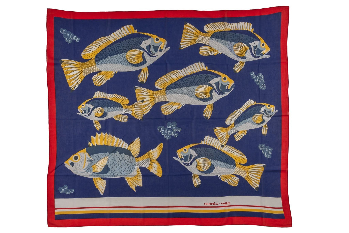 Hermes Navy Fish Cotton Sarong