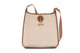Hermes Toile and Gold Leather Vespa Bag