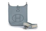 Hermes Blue Lin Mini Evelyne Cross Bag