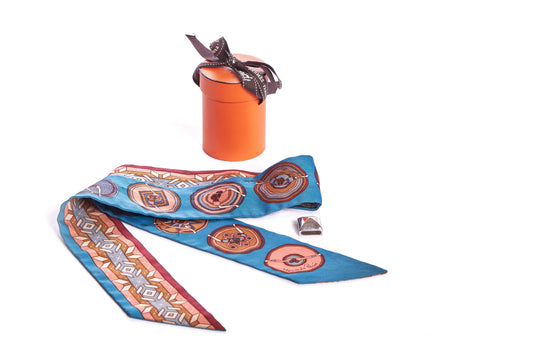 Hermes Blue Ballerina Silk Twilly