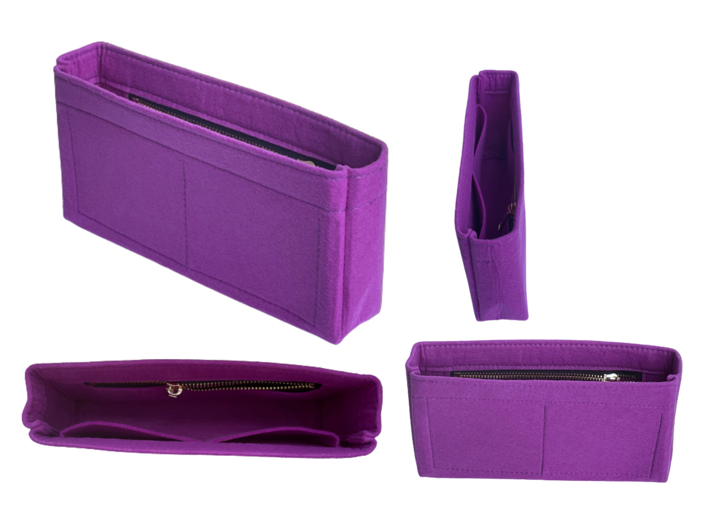[19 Maxi Handbag Organizer] Felt Purse Insert (Slim with Zipper), Customized Bag Organizer, Liner Protector