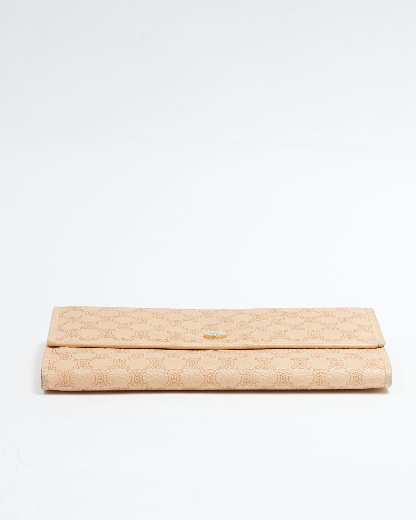 Celine Beige Macadam Coated Canvas Flap Continental Wallet