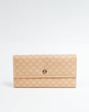 Celine Beige Macadam Coated Canvas Flap Continental Wallet