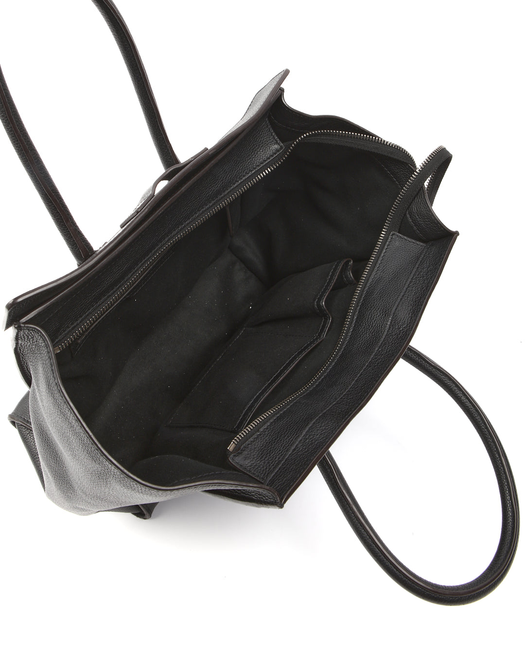Celine Black Leather Micro Luggage Tote Bag