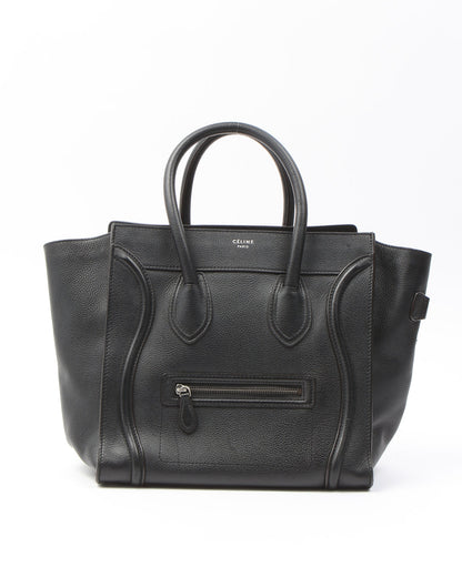 Celine Black Leather Micro Luggage Tote Bag