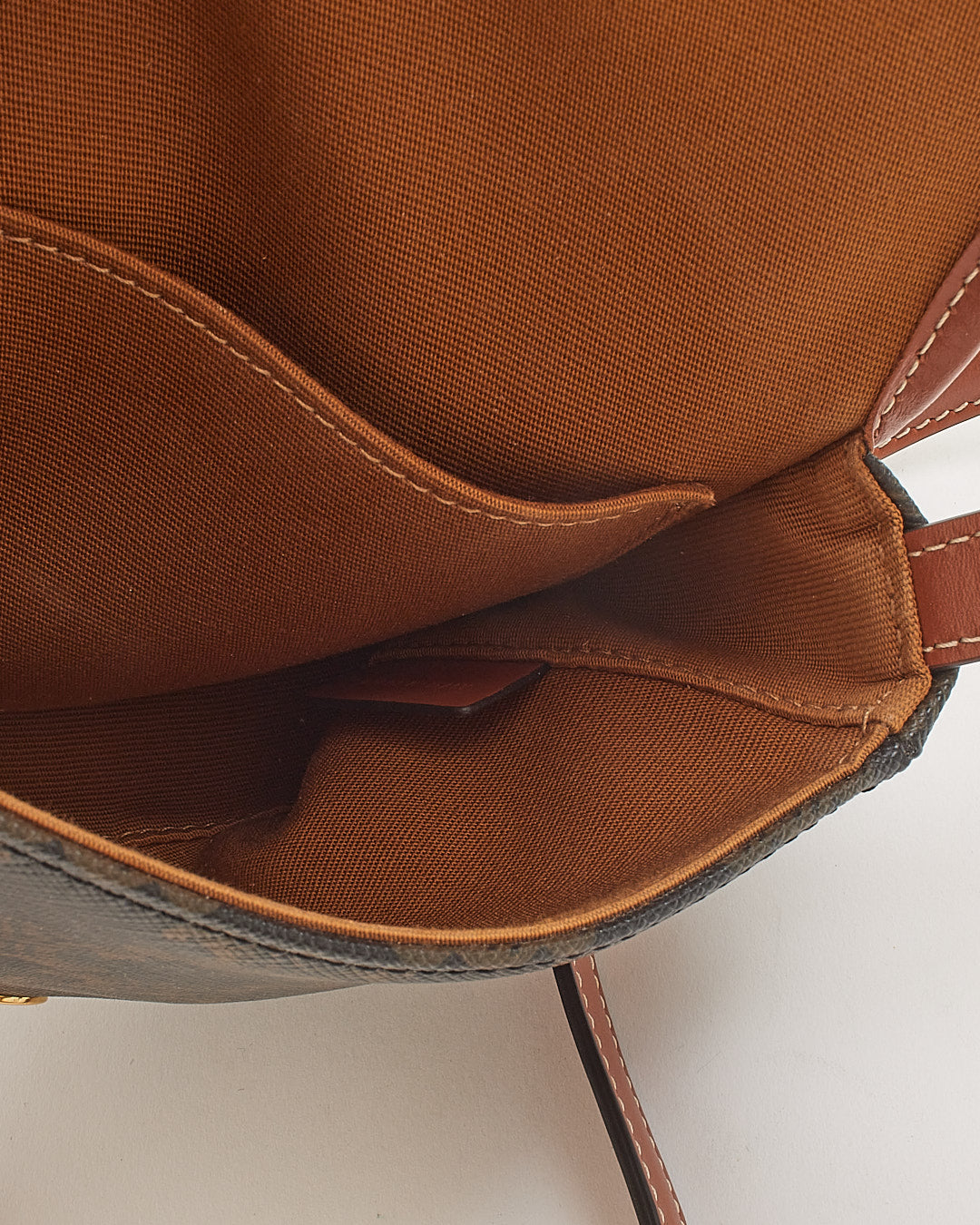 Celine Triomphe Coated Canvas / Tan Leather Trim Mini Besace Crossbody