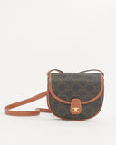 Celine Triomphe Coated Canvas / Tan Leather Trim Mini Besace Crossbody