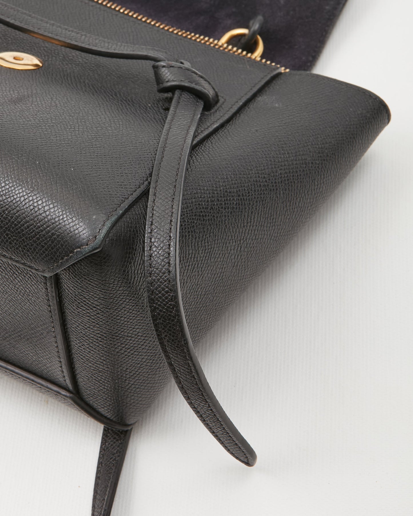 Celine Black Leather Micro Belt Top Handle Bag