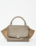 Celine Taupe Leather & Suede Mini Trapeze Bag