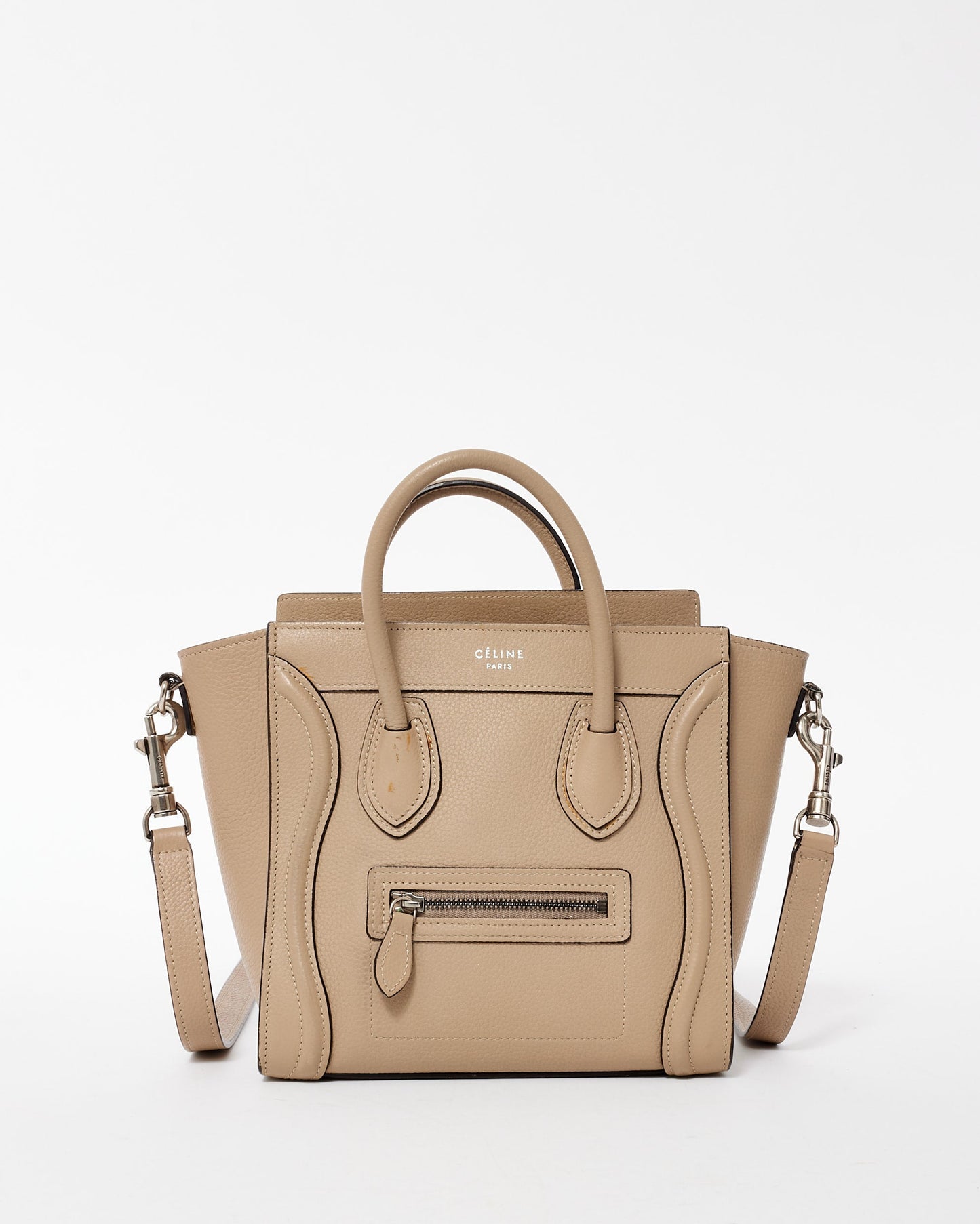 Celine Beige Leather Nano Luggage Tote