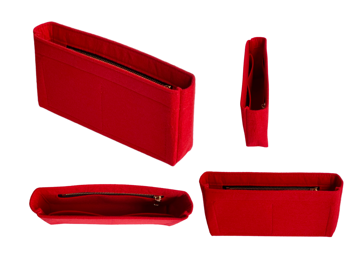 [19 Handbag Organizer] Felt Purse Insert (Slim with Zipper), Customized Bag Organizer, Liner Protector