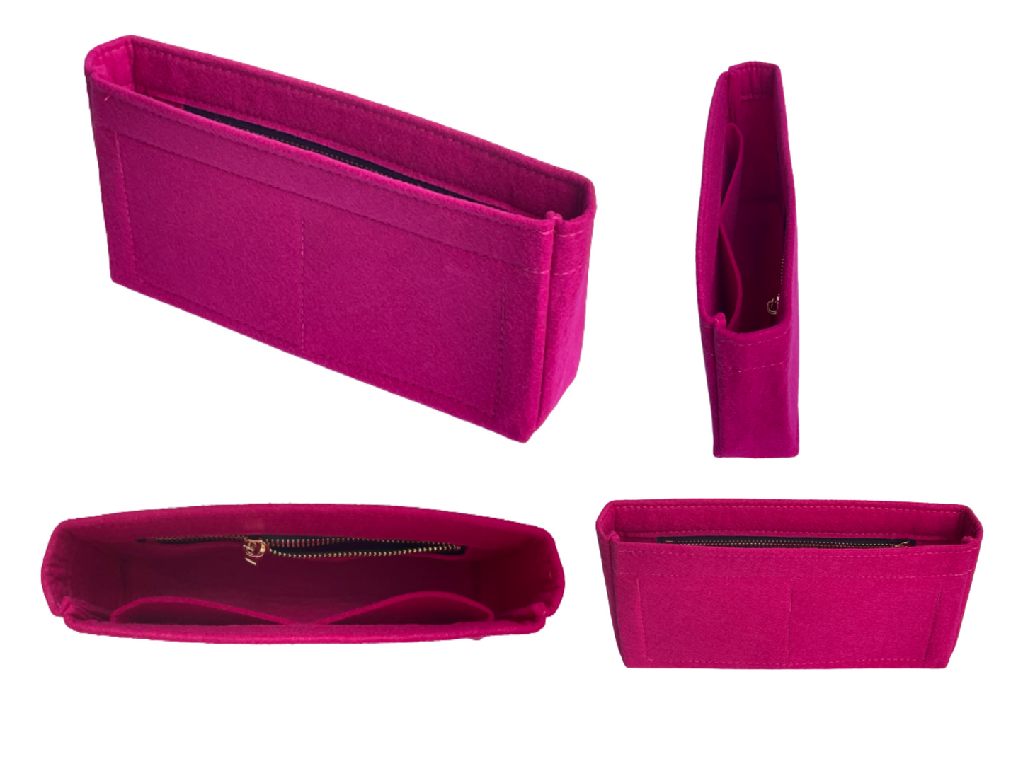[Medium Classic Double Flap Organizer] Felt Purse Insert (Slim with Zipper), Customized Bag Organizer, Liner Protector