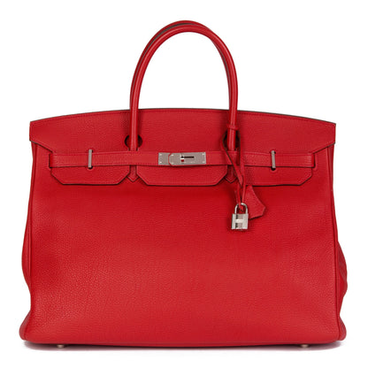Hermes Rouge Tomate Togo Leather Birkin 40cm Tote