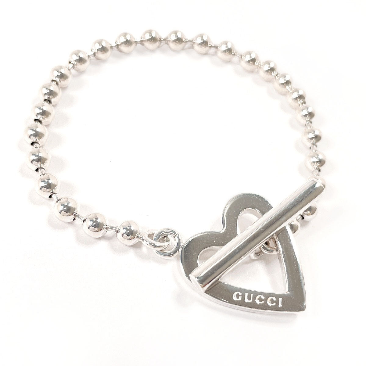 Gucci Ball Chain Heart Silver 925 Bracelet