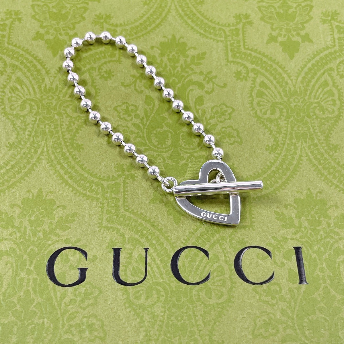 Gucci Ball Chain Heart Silver 925 Bracelet