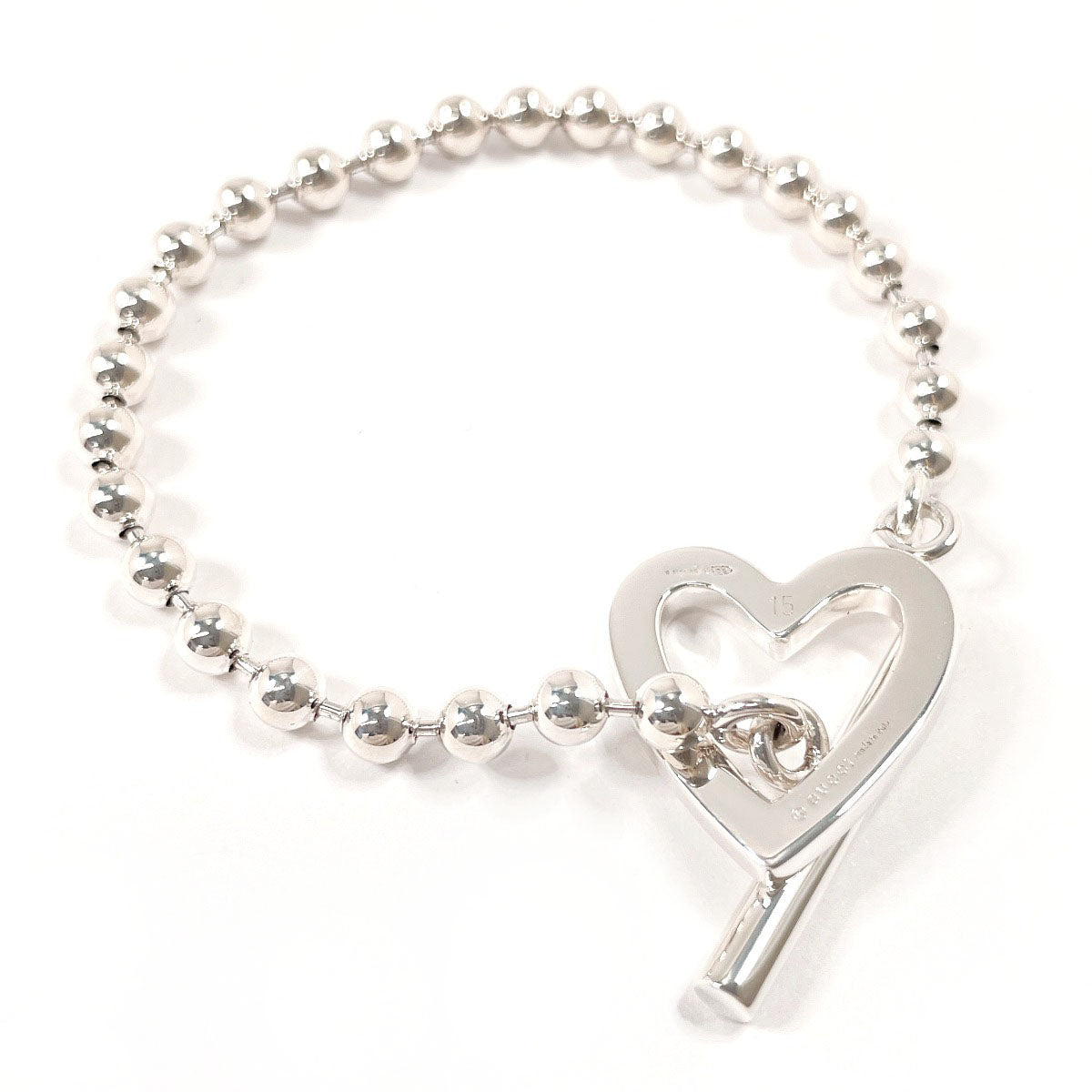 Gucci Ball Chain Heart Silver 925 Bracelet
