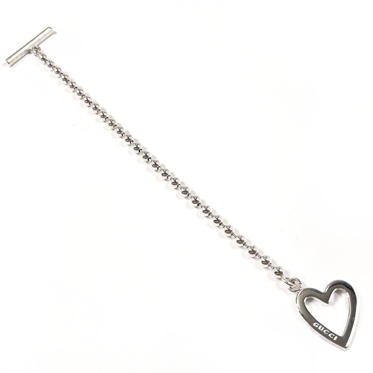 Gucci Ball Chain Heart Silver 925 Bracelet