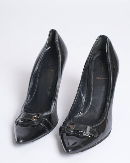 Fendi Decollete Vernice Black Patent Heels