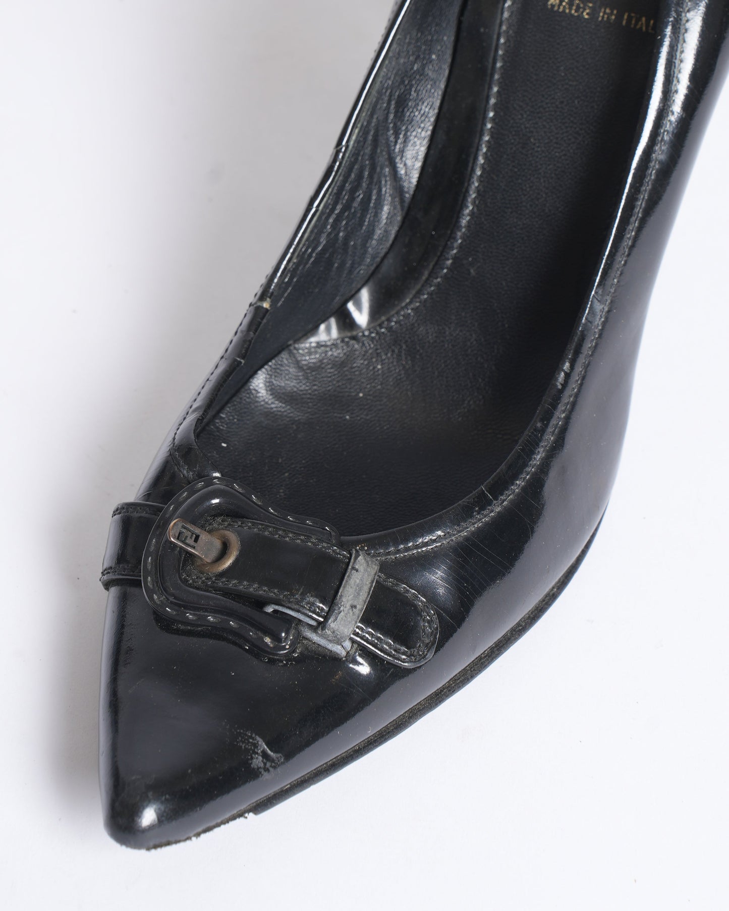 Fendi Decollete Vernice Black Patent Heels