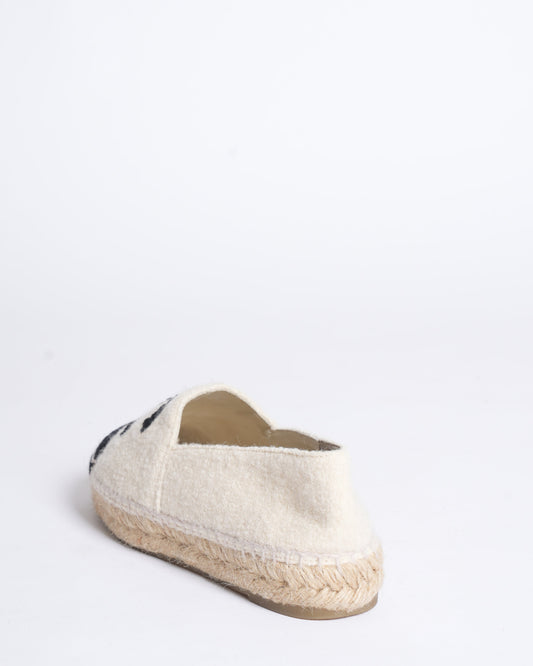 Chanel Black & White Velvet CC Espadrille Flats