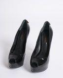 Louis Vuitton Oh Really Black Patent Leather Peep-Toe Heels