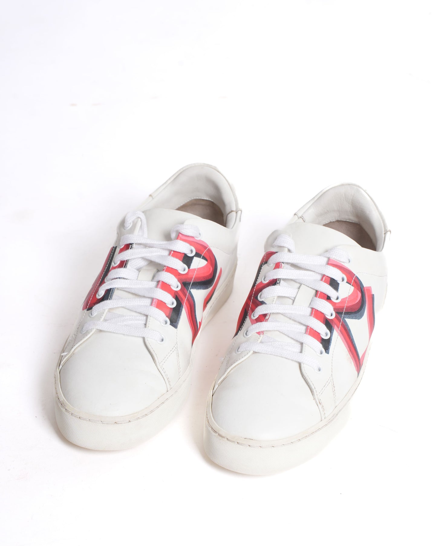 Burberry Graffiti Print Leather Sneakers