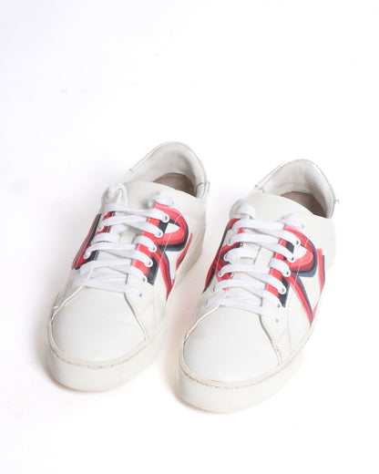 Burberry Graffiti Print Leather Sneakers