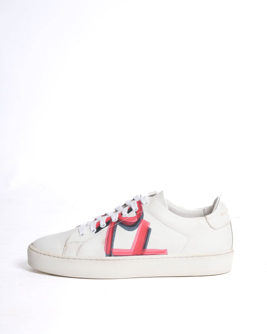 Burberry Graffiti Print Leather Sneakers
