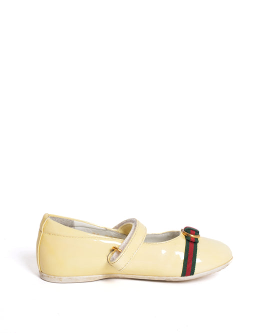 Gucci Kids Patent Leather Ballet Flats  Yellow