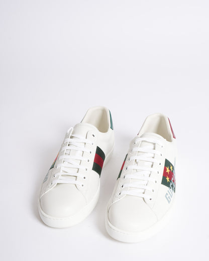 New Gucci white leather gucci band embroidery ace sneakers