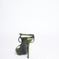 New Burberry Satin Heels in Green with Diamanté