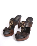 Gucci Interlocking G Logo Leather Wooden Platforms