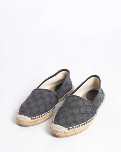Gucci Black GG Canvas and Leather  espadrilles