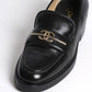 Chanel black leather loafers with cc interlocking logo
