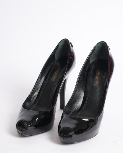Louis Vuitton Patent Leather Peep-Toe Pumps