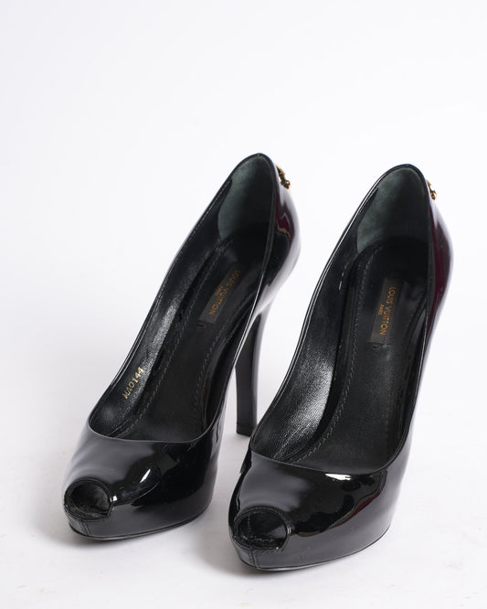 Louis Vuitton Patent Leather Peep-Toe Pumps