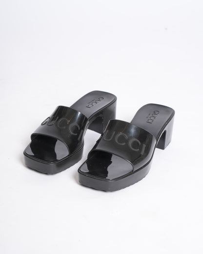 Gucci Black Block Heel Sandals
