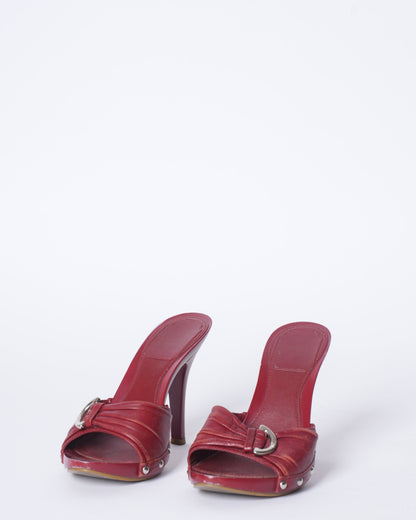 Christian Dior Leather Open Toe Clog Sandals
